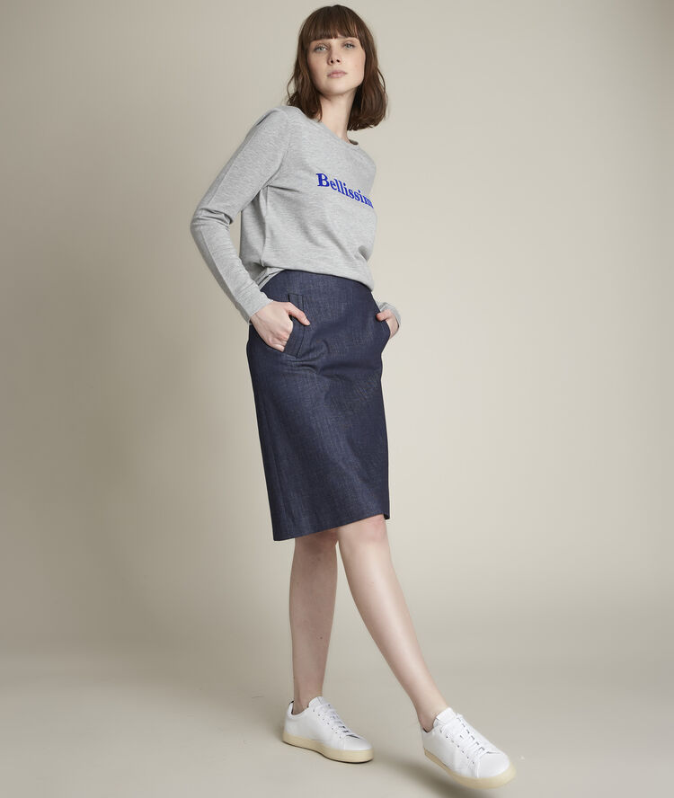 Sweat gris chin&eacute; &agrave; message romain cannelle.