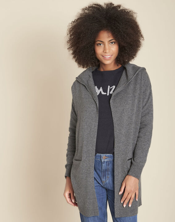 Gilet long en cachemire anthracite Feuillage | 1-2-3 Gilet long en cachemire anthracite Feuillage PhotoZ | 1-2-3