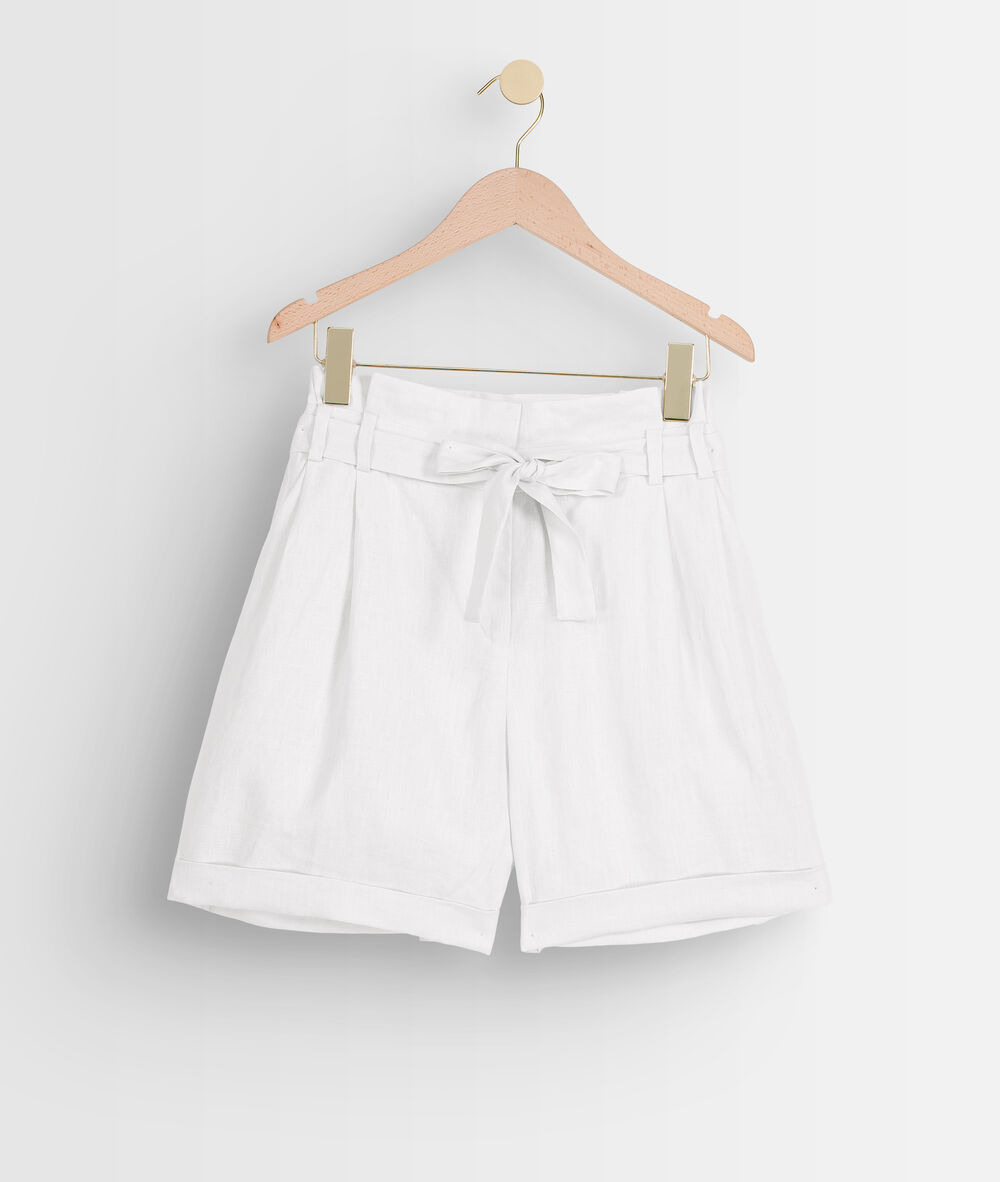 Short en lin certifié blanc fariel blanc.