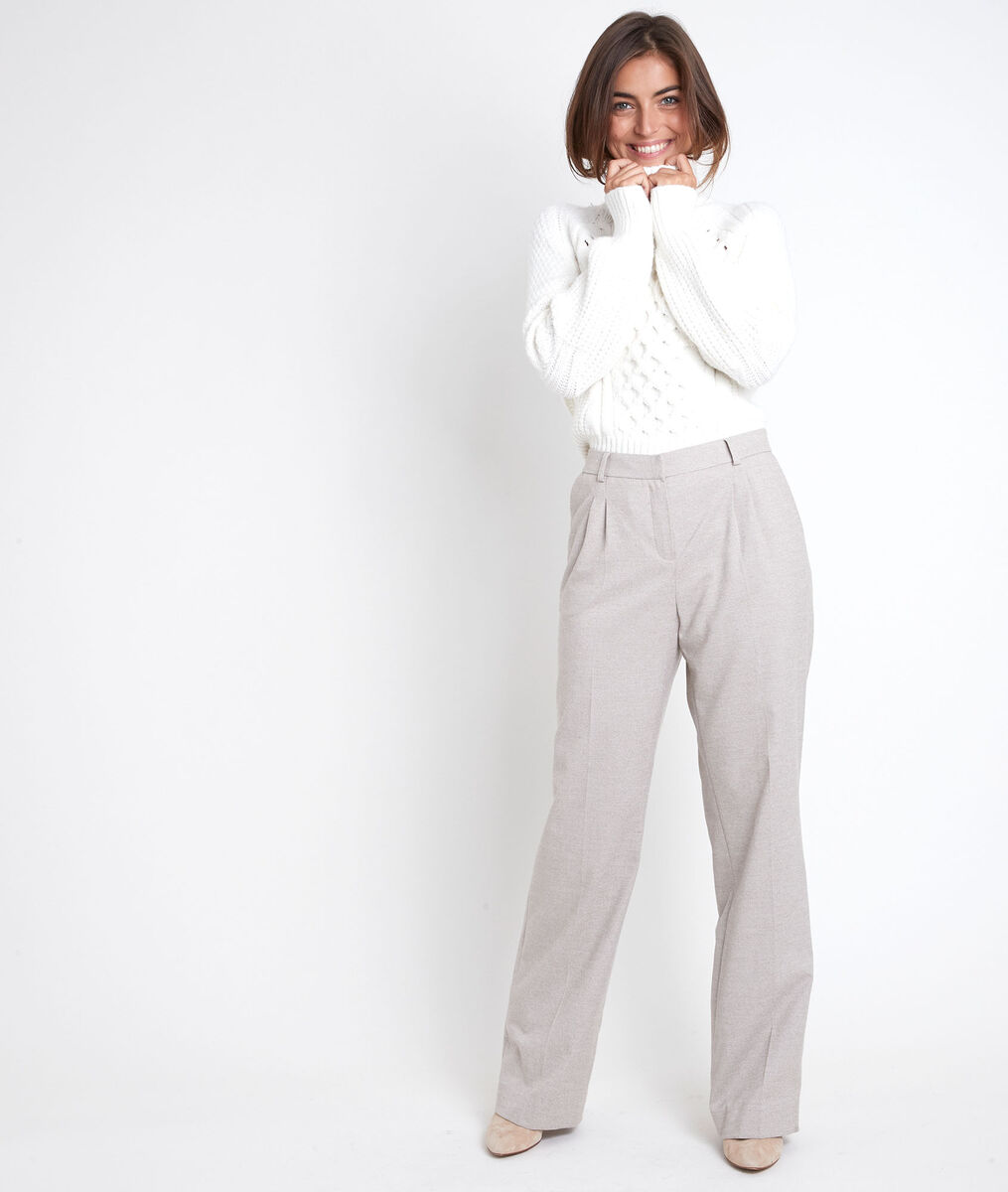 Pantalon large à pinces beige Marcel | 1-2-3 Pantalon large à pinces beige Marcel PhotoZ | 1-2-3