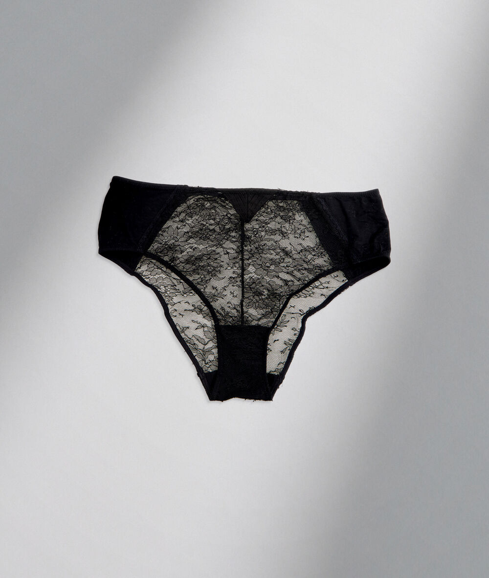 Culotte en dentelle de calais noire chloé noir.