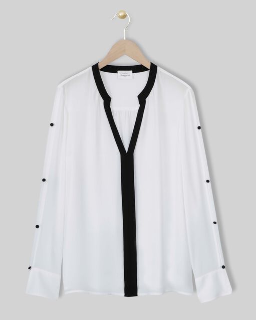 Blouse écrue à encolure contrastée marguerite ecru.