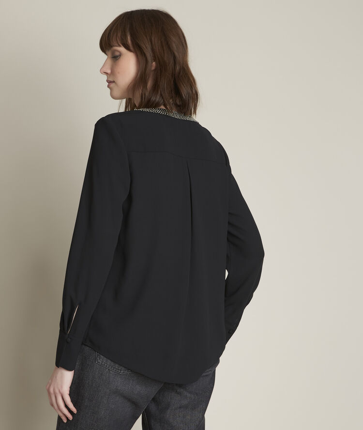 Blouse noire en polyester recyclé edana noir.