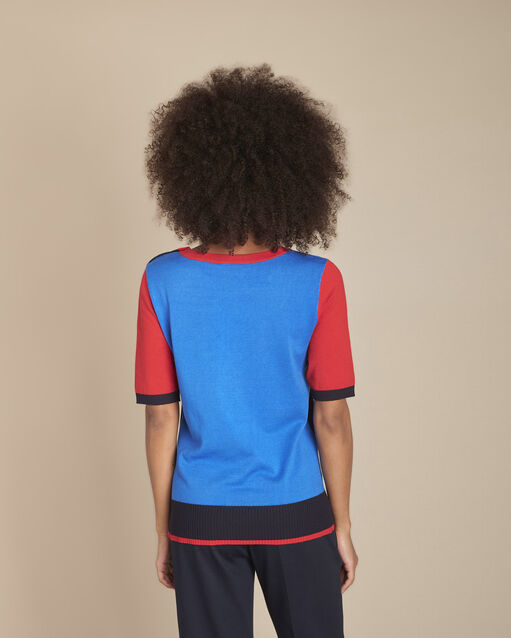 Pull marine colorblock pressions épaules fit marine.