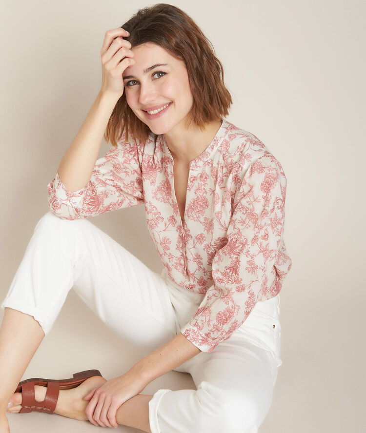 Blouse imprim&eacute;e enry  bleu nuit.