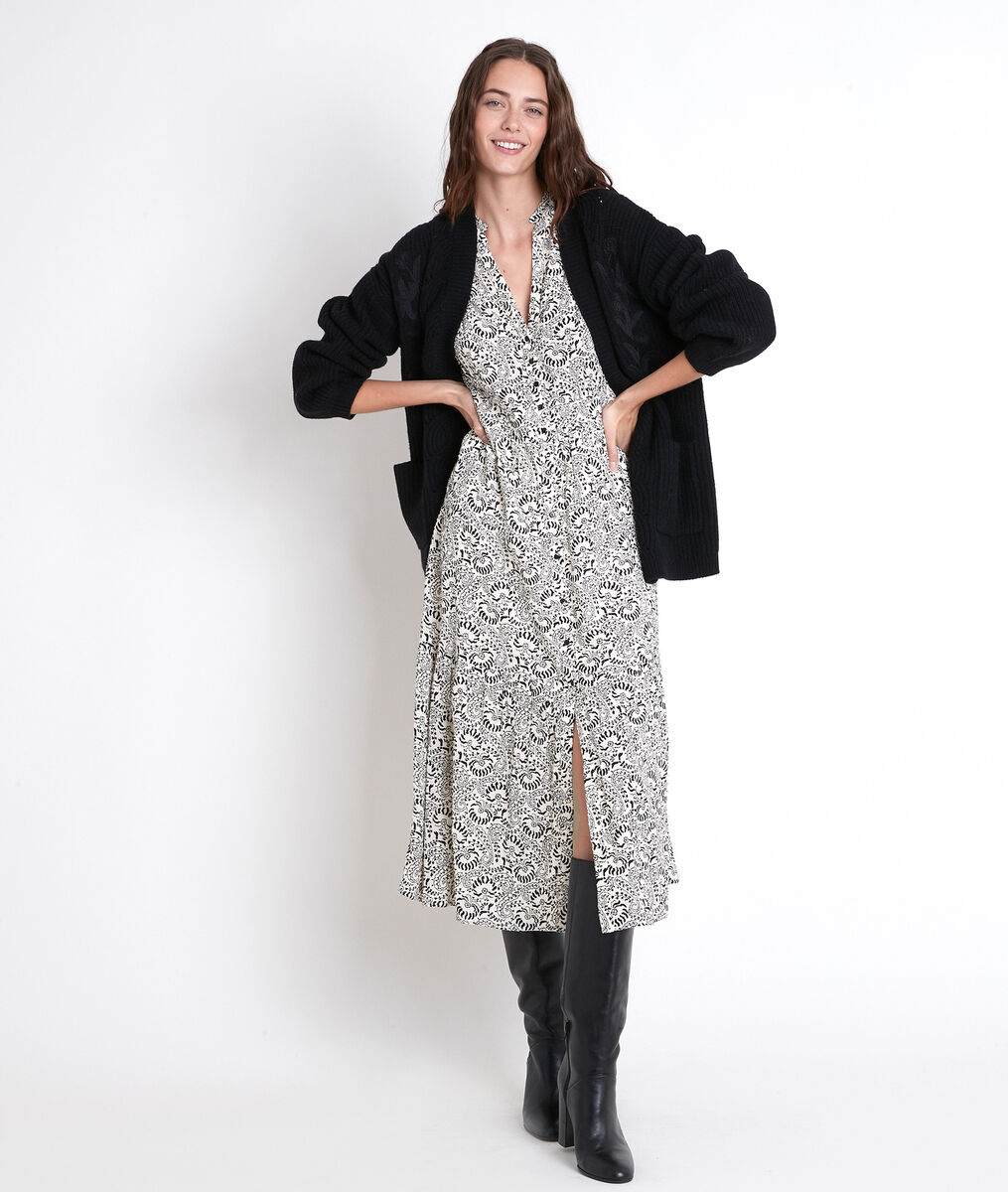 Langes Kleid mit Printmuster ecru Carola | 1-2-3 Langes Kleid mit Printmuster ecru Carola PhotoZ | 1-2-3