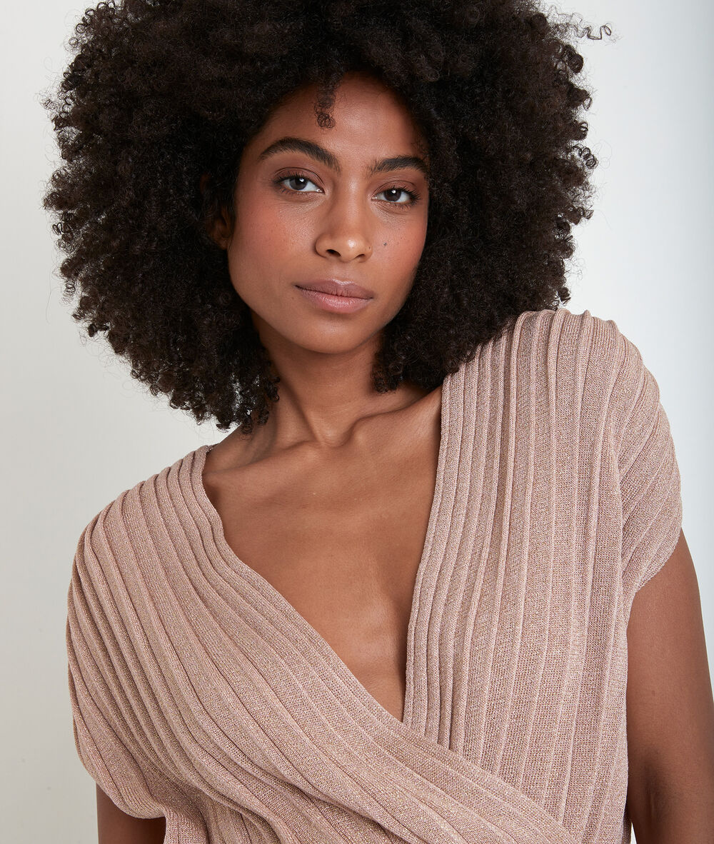 Top en maille plissé lurex angele blush.