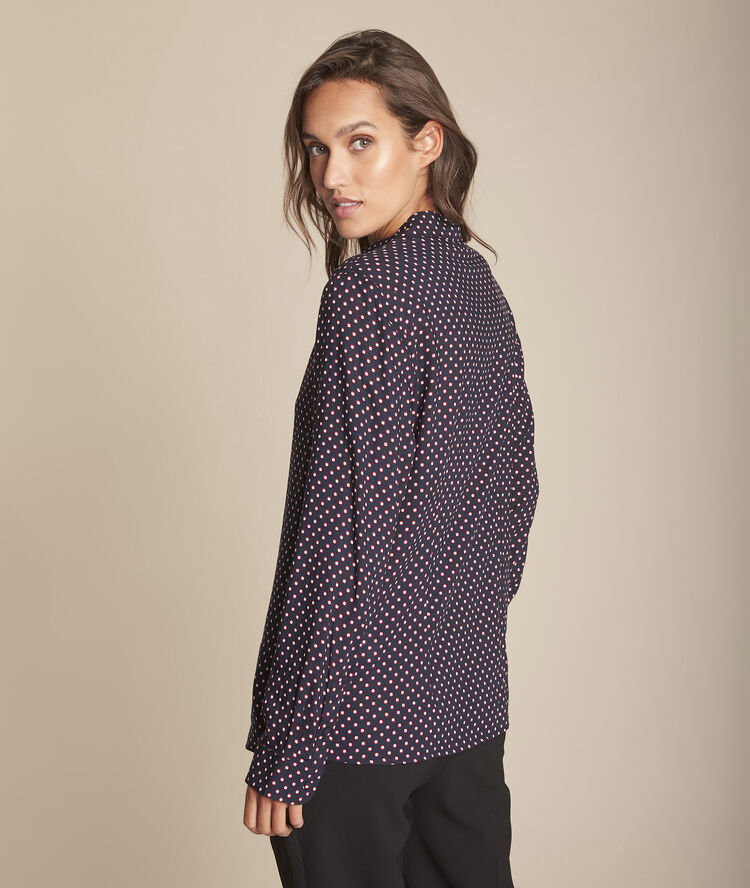 Chemise imprimé pois manille marine.