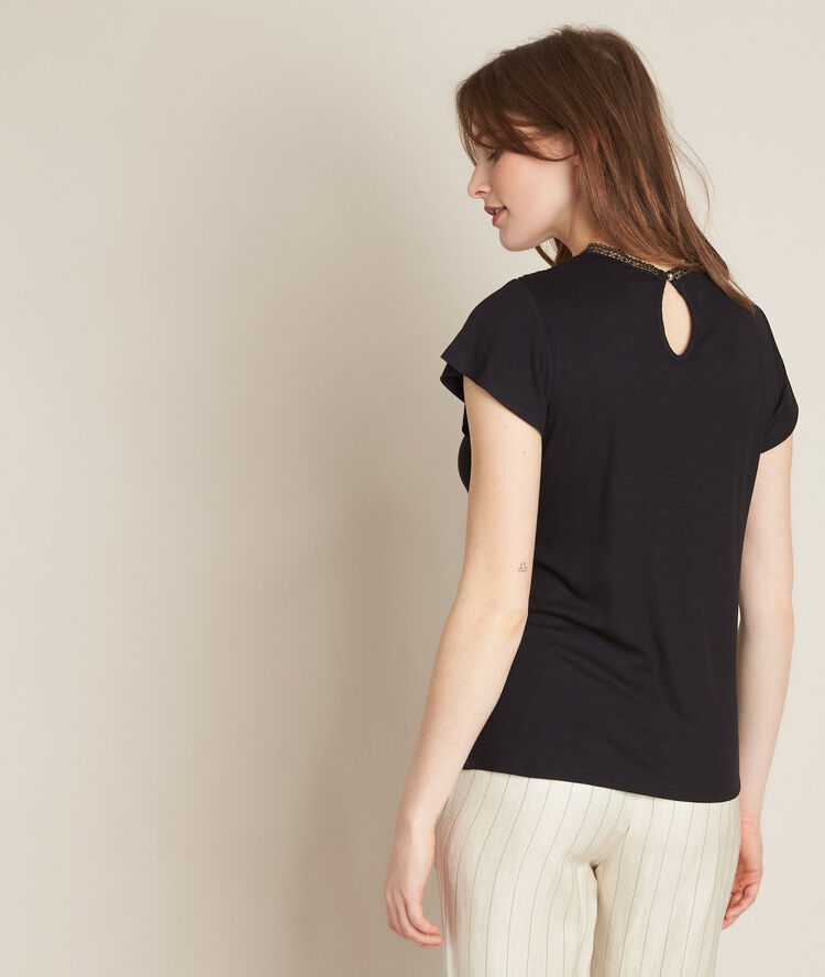 Tee-shirt à dentelle noir romance noir.
