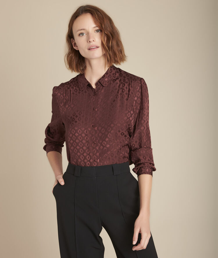 Soepel hemd met print milano marron fonce.