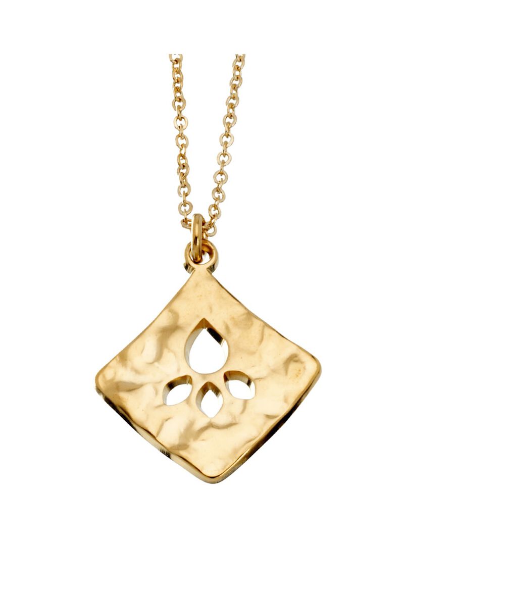 Collier or losange martelé bijoux léone or.