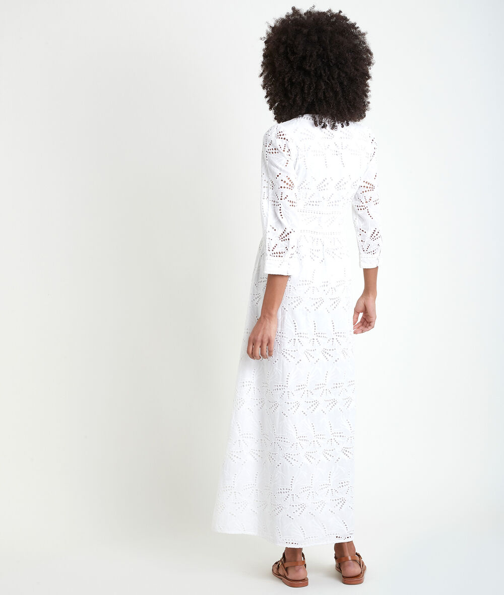 Langes, besticktes kleid catalia ecru.
