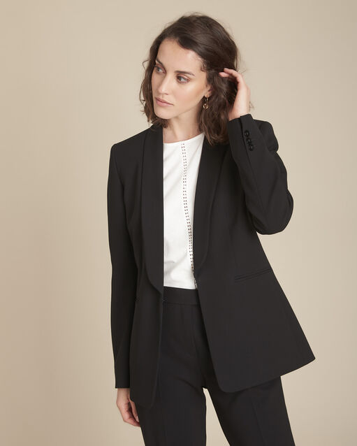 Veste noire microfibre col chale stella noir.