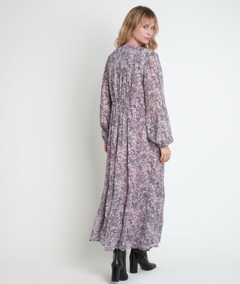 Blasslilafarbenes kleid mit blumenprint mina mauve.