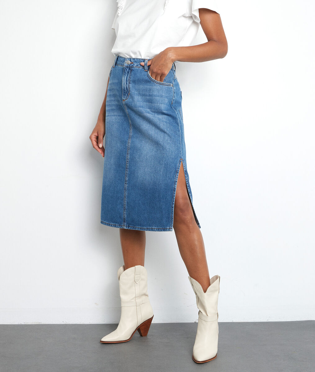 Jupe en coton denim Erva | 1-2-3 Jupe en coton denim Erva PhotoZ | 1-2-3