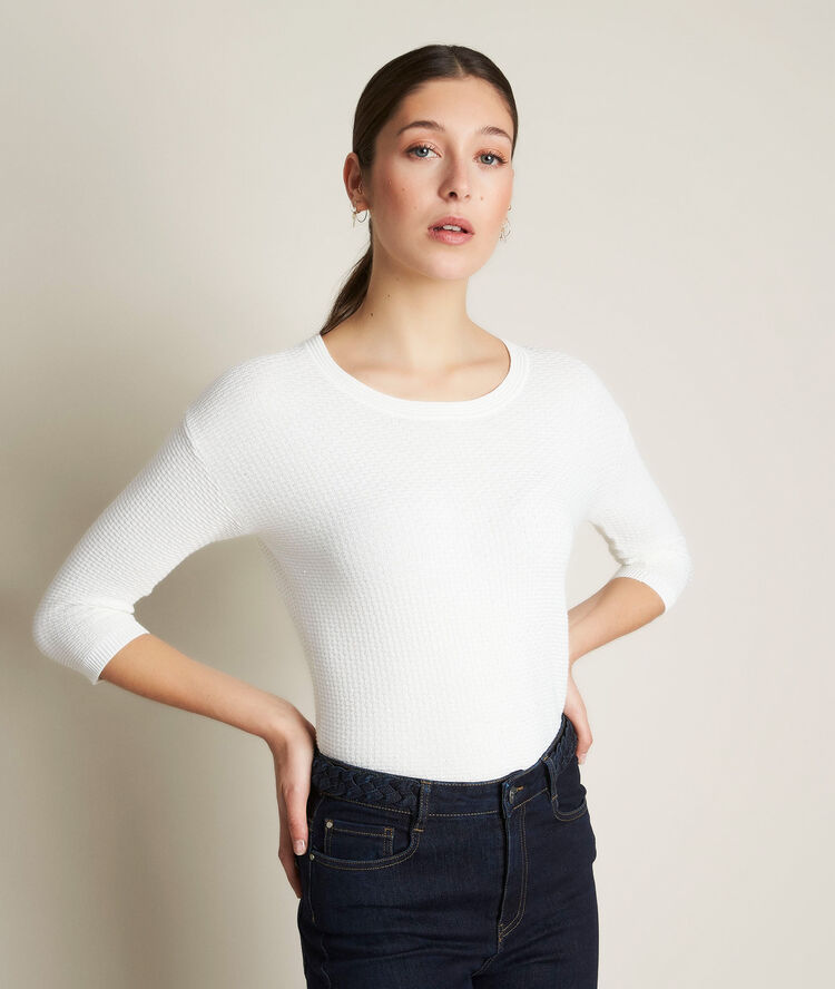 Pull &eacute;cru sequins davina ecru.