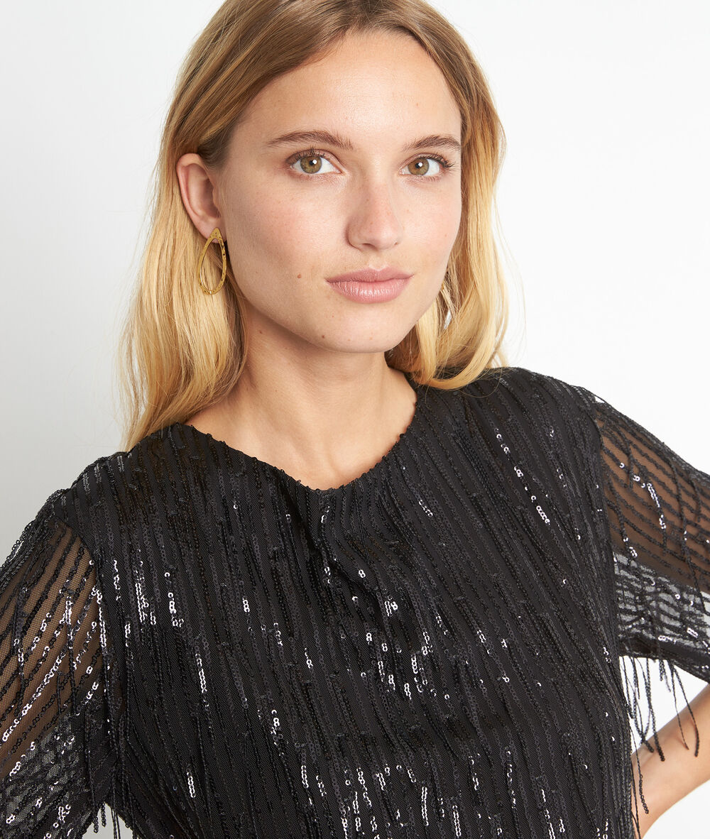 Blouse à sequins joelle noir.