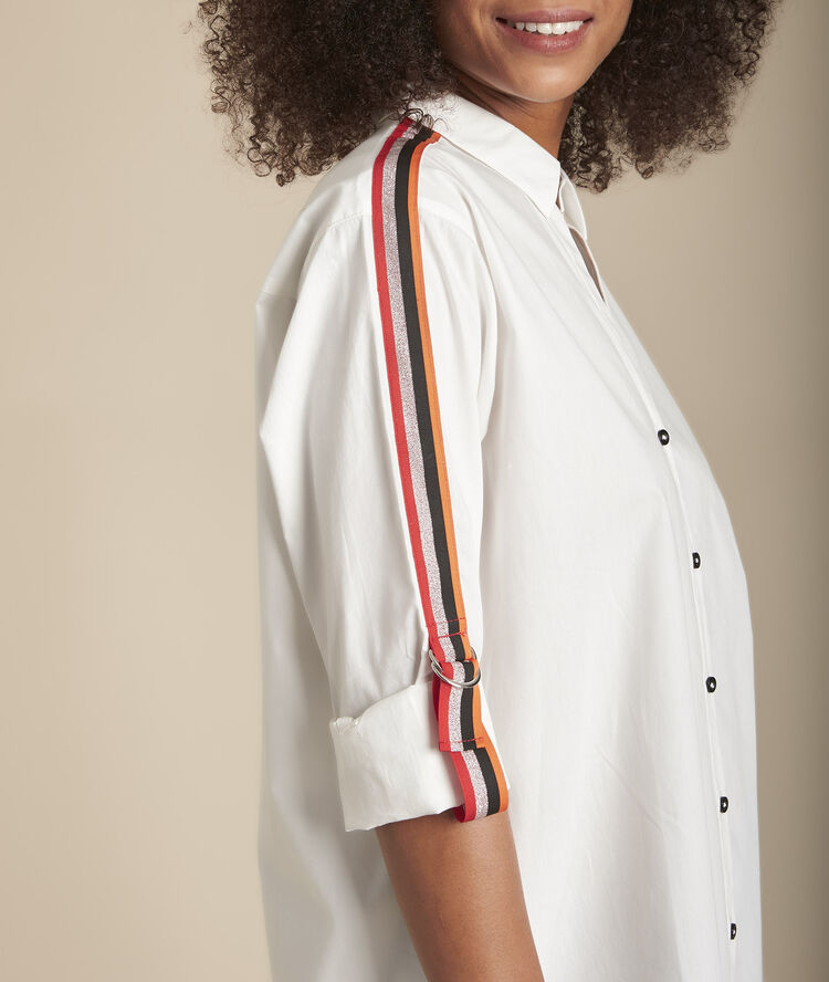 Witte blouse van popeline met contrasterende biezen mauranne blanc.