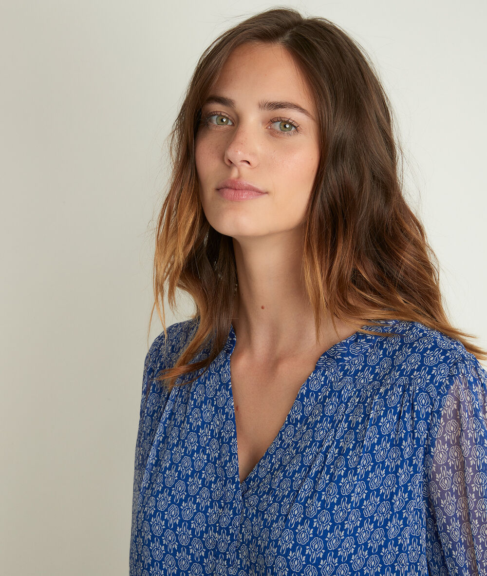 Blouse imprimée elsa bis bleu klein.
