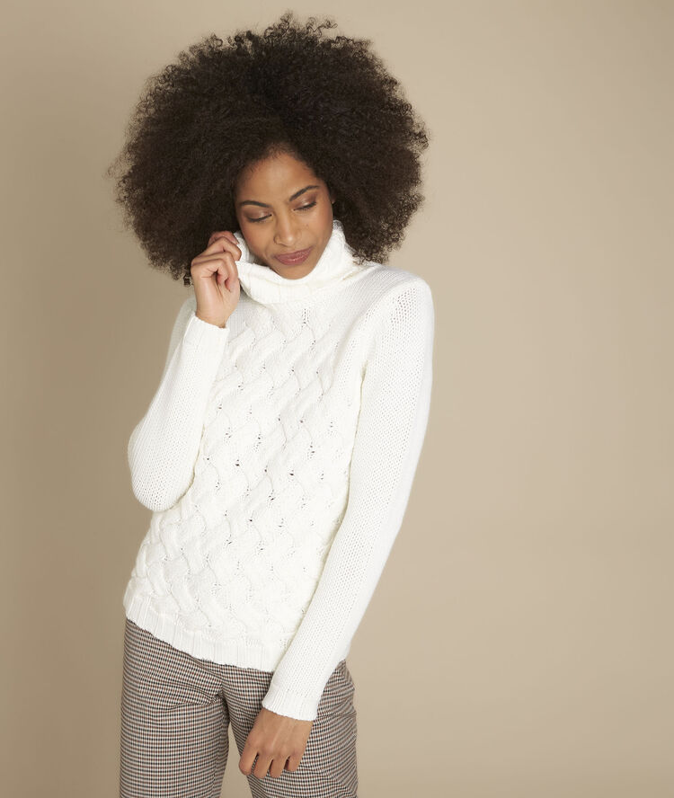 Ecru trui met rolkraag fanfaron ecru.