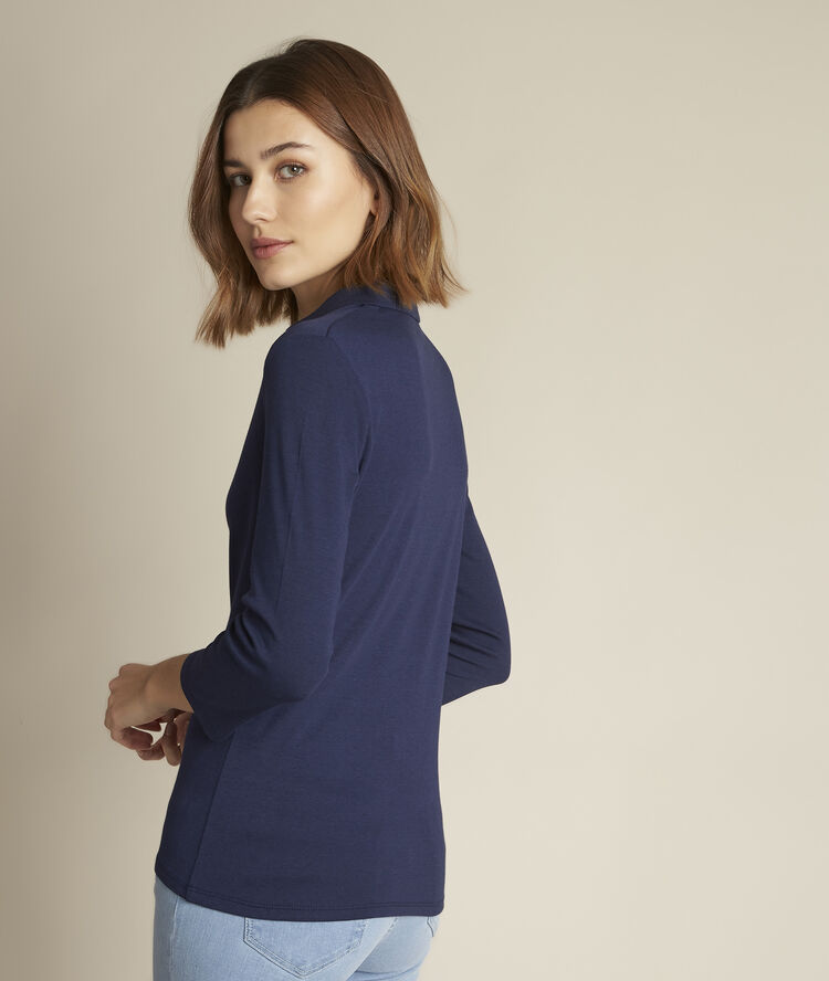 Polo marine détail lurex roseau encre.