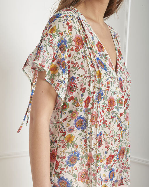 Blouse écrue imprimé fleuri veda ecru.