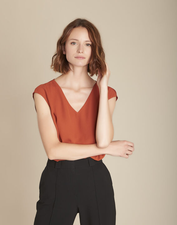 Blouse bimatière tomette Neptune | 1-2-3 Blouse bimatière tomette Neptune PhotoZ | 1-2-3