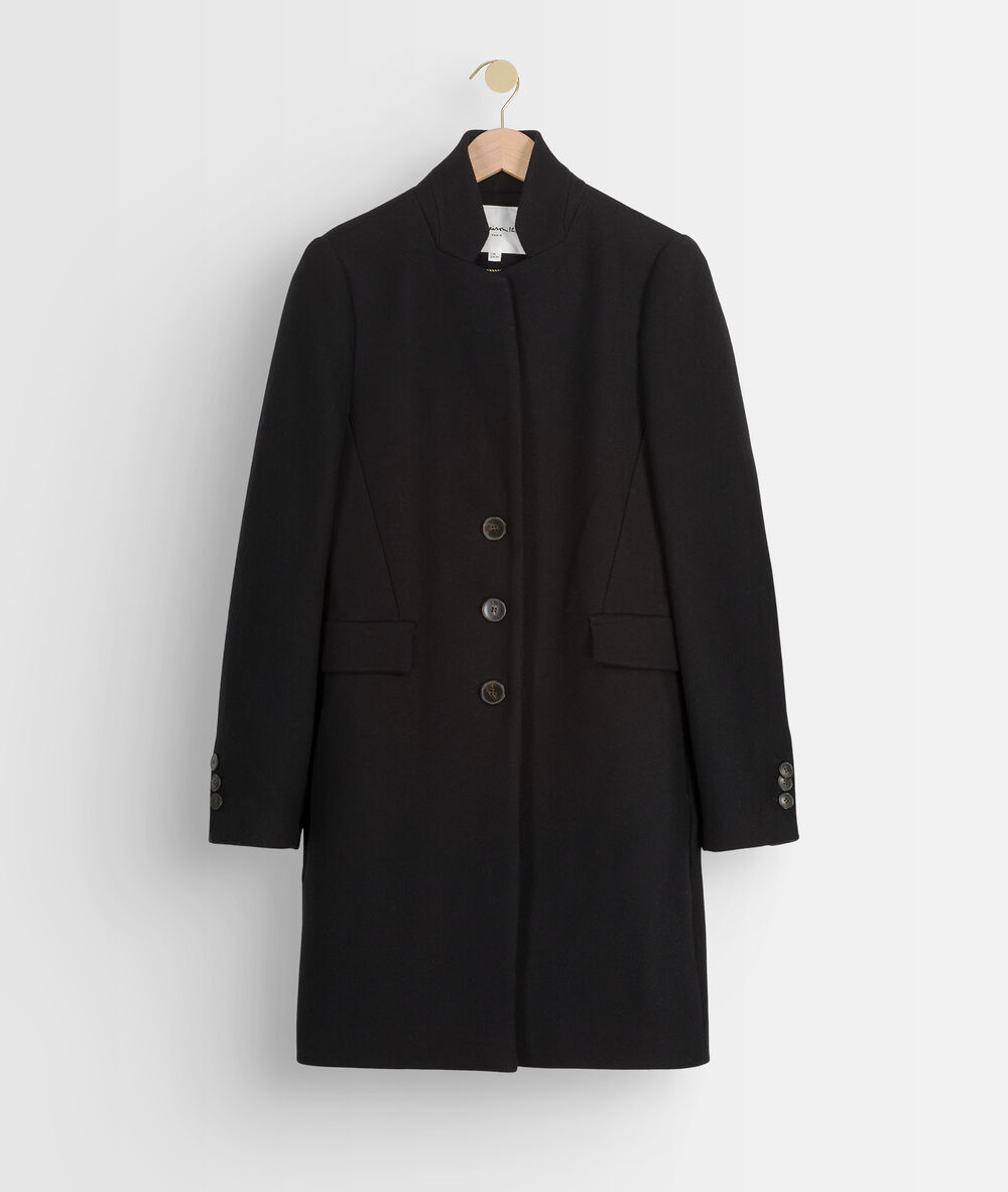 Manteau droit en laine noir lucas noir.