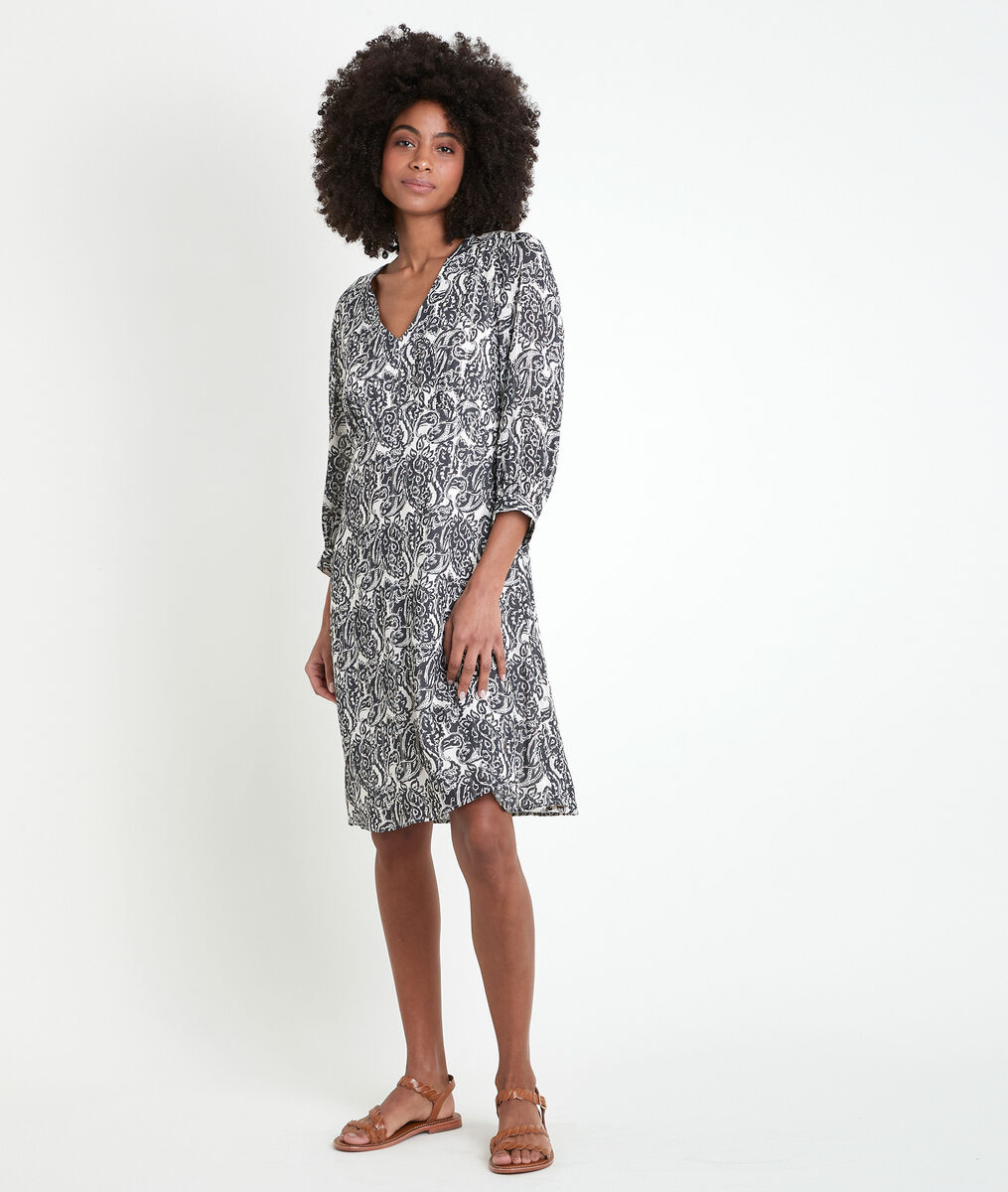 Bedrucktes Kleid aus Kaschmir Claudiane | 1-2-3 Bedrucktes Kleid aus Kaschmir Claudiane PhotoZ | 1-2-3