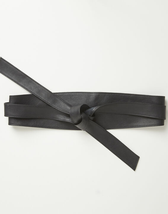 Ceinture large noire en cuir à nouer Raul | 1-2-3 Ceinture large noire en cuir à nouer Raul PhotoZ | 1-2-3