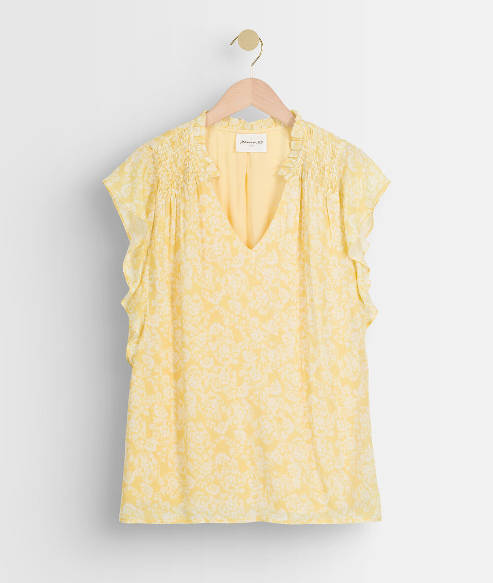 Blouse sans manches imprimée jaune alexis citron.