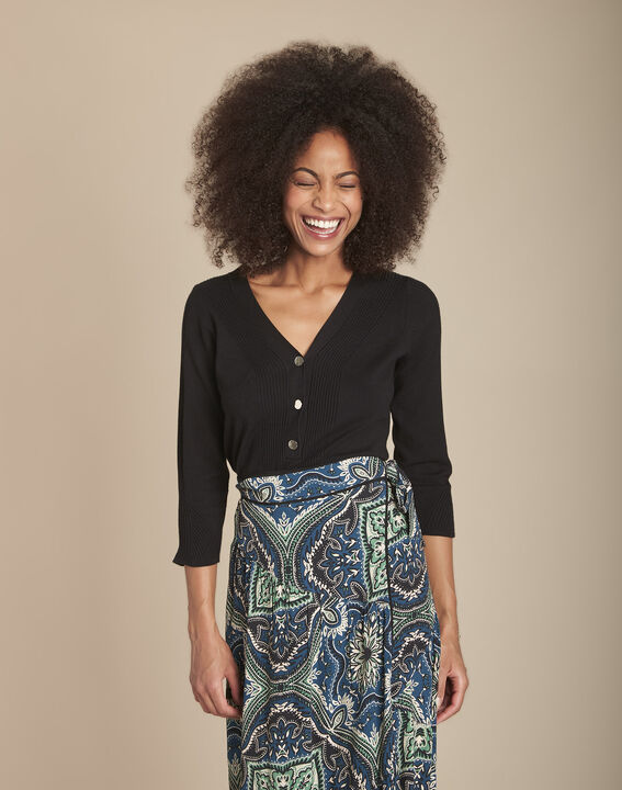 Pull noir jersey et côte Fabienne | 1-2-3 Pull noir jersey et côte Fabienne PhotoZ | 1-2-3