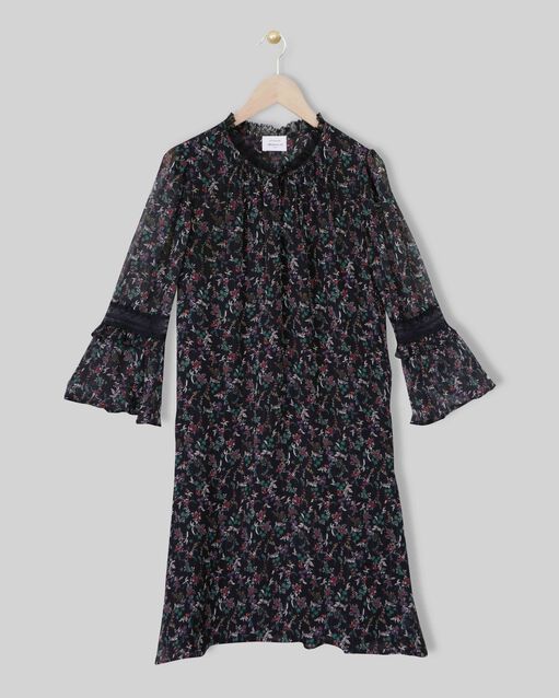 Robe noire imprimé fleuri inka noir.