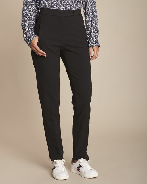 Schwarze zigarettenhose aus mikrofaser mit kn&ouml;pfen an den beinen ernesto schwarz.