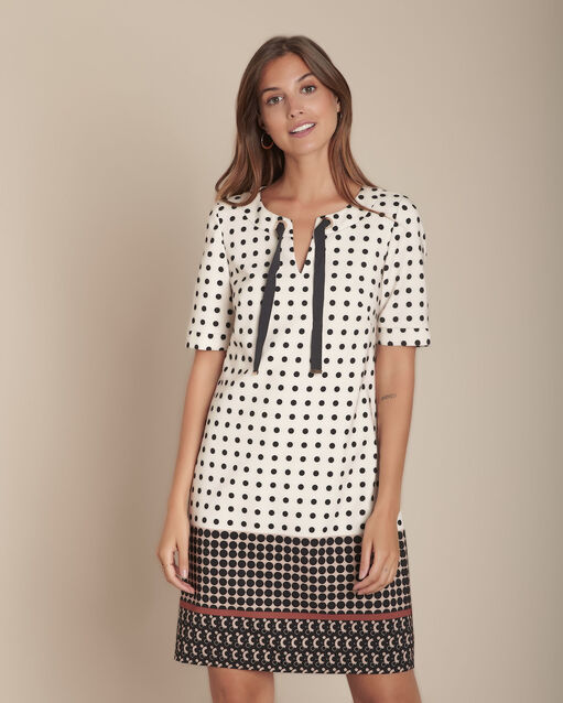 Robe beige imprimé pois Iliane (1) - Maison 123