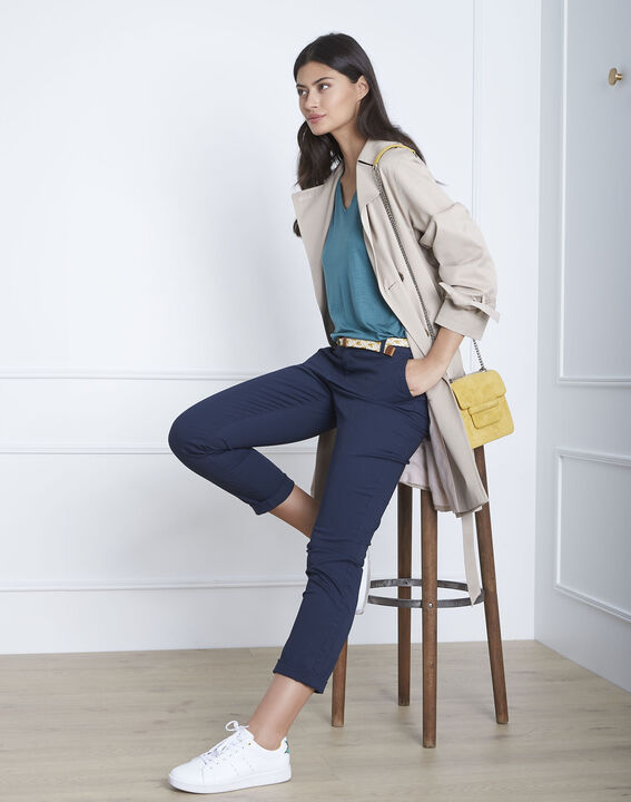Pantalon marine chino ceinture fantaisie Francis | 1-2-3 Pantalon marine chino ceinture fantaisie Francis PhotoZ | 1-2-3