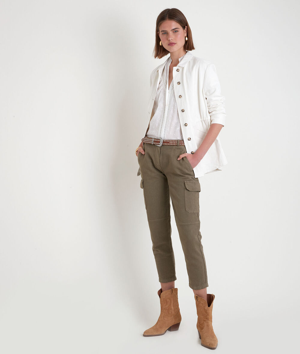 Blouse brodée en coton blanc aicha ecru.