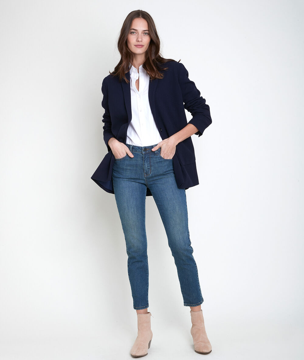 Veste marine gaufr&eacute;e thais marine.