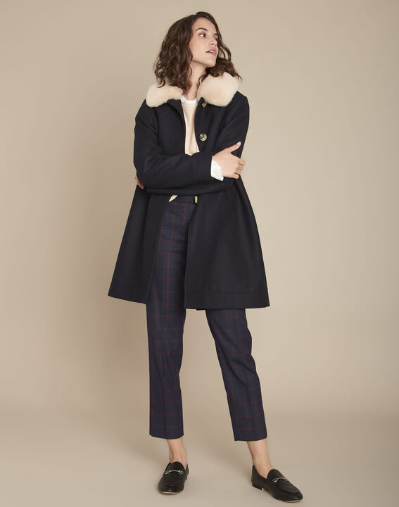 Manteau marine col fausse fourrure Talia | 1-2-3 Manteau marine col fausse fourrure Talia PhotoZ | 1-2-3