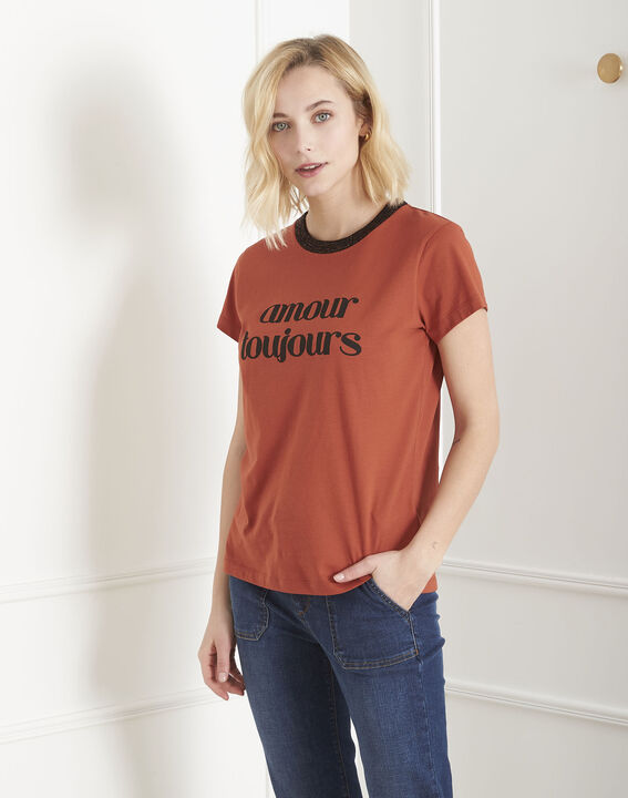 Tee-shirt acajou message Poule | 1-2-3 Tee-shirt acajou message Poule PhotoZ | 1-2-3