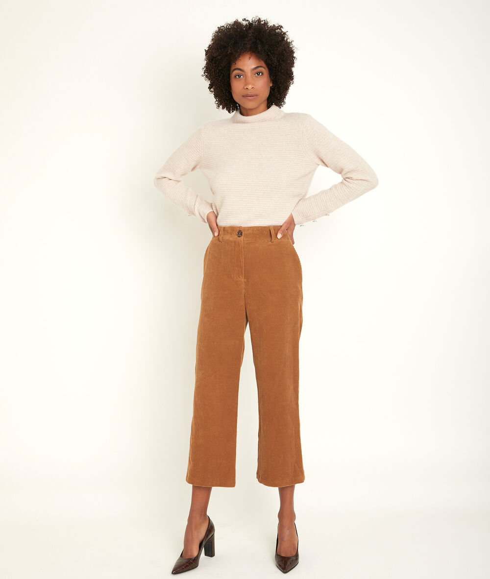 Pull en cachemire col montant rim bis naturel.