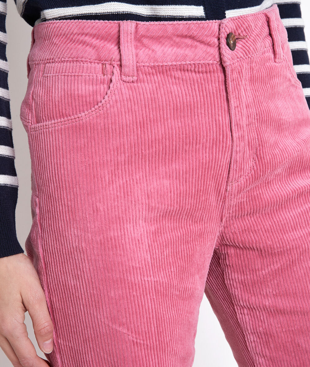 Pantalon large en velours rose fidji rose.