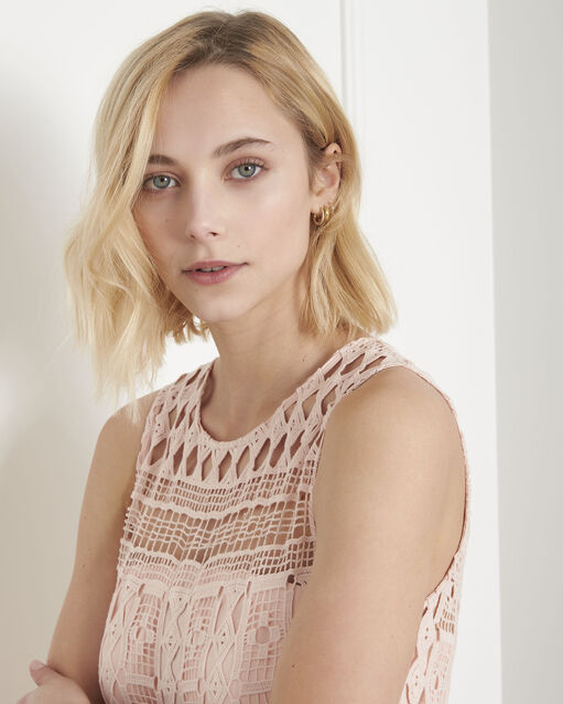 Robe poudre dentelle graphique honore poudre.
