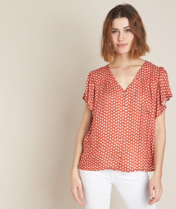 Bluse mit print elou ziegelrot.