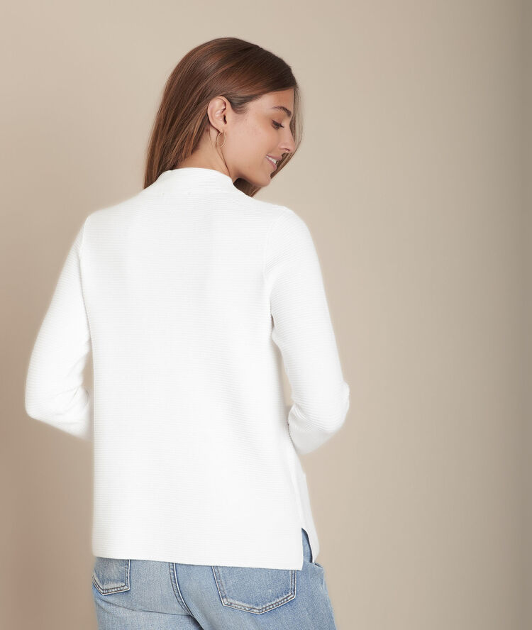 Pull blanc ottoman col montant flower blanc.