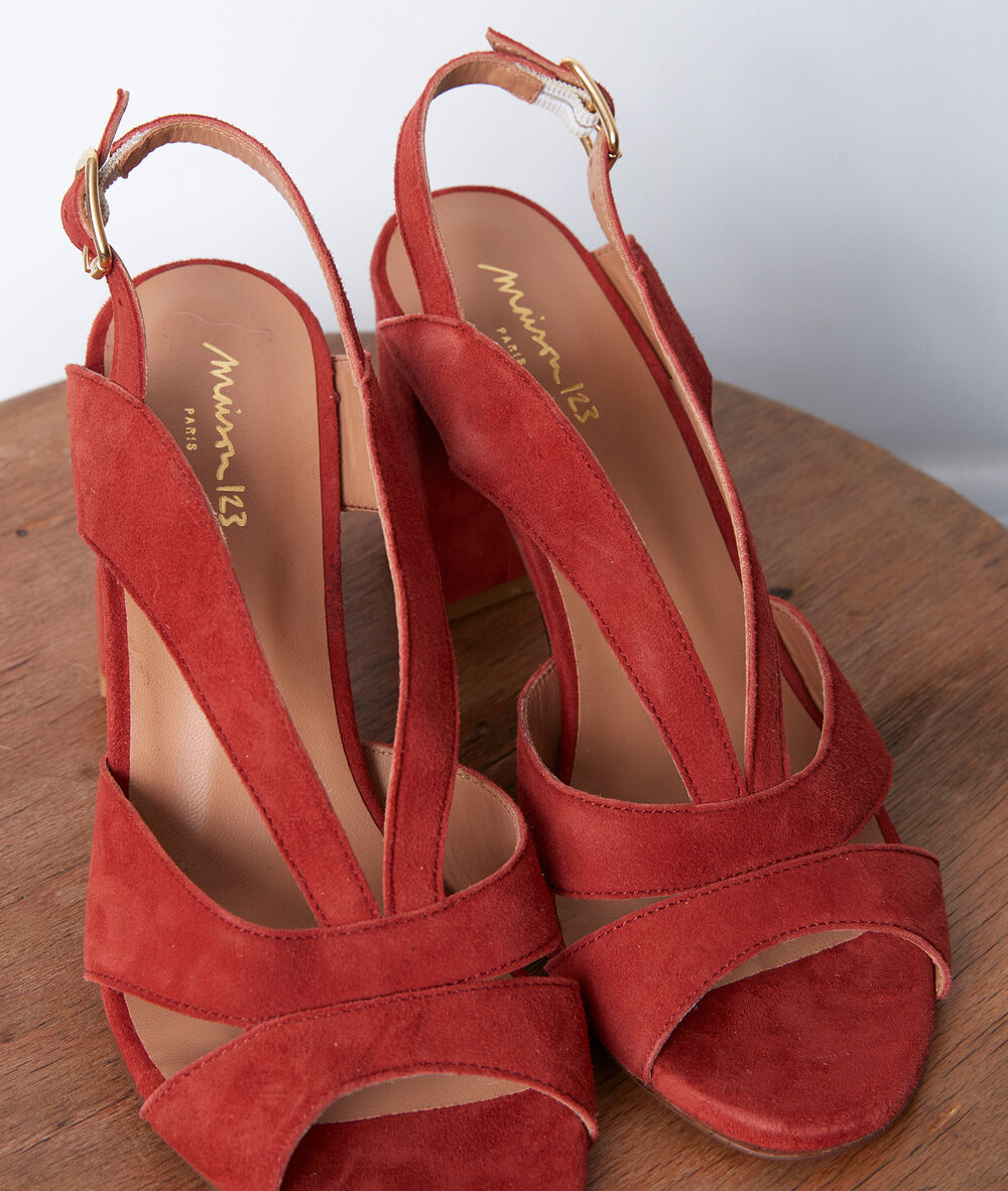 Sandales rouges en cuir glenda goyave.