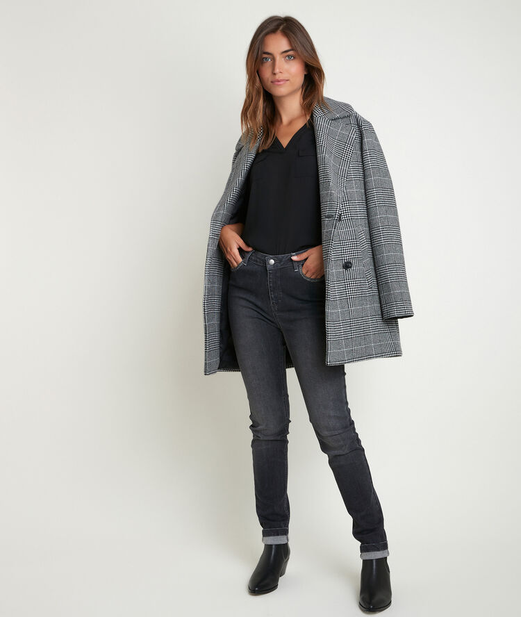 Blouse noire bi-matière à poches genna noir.