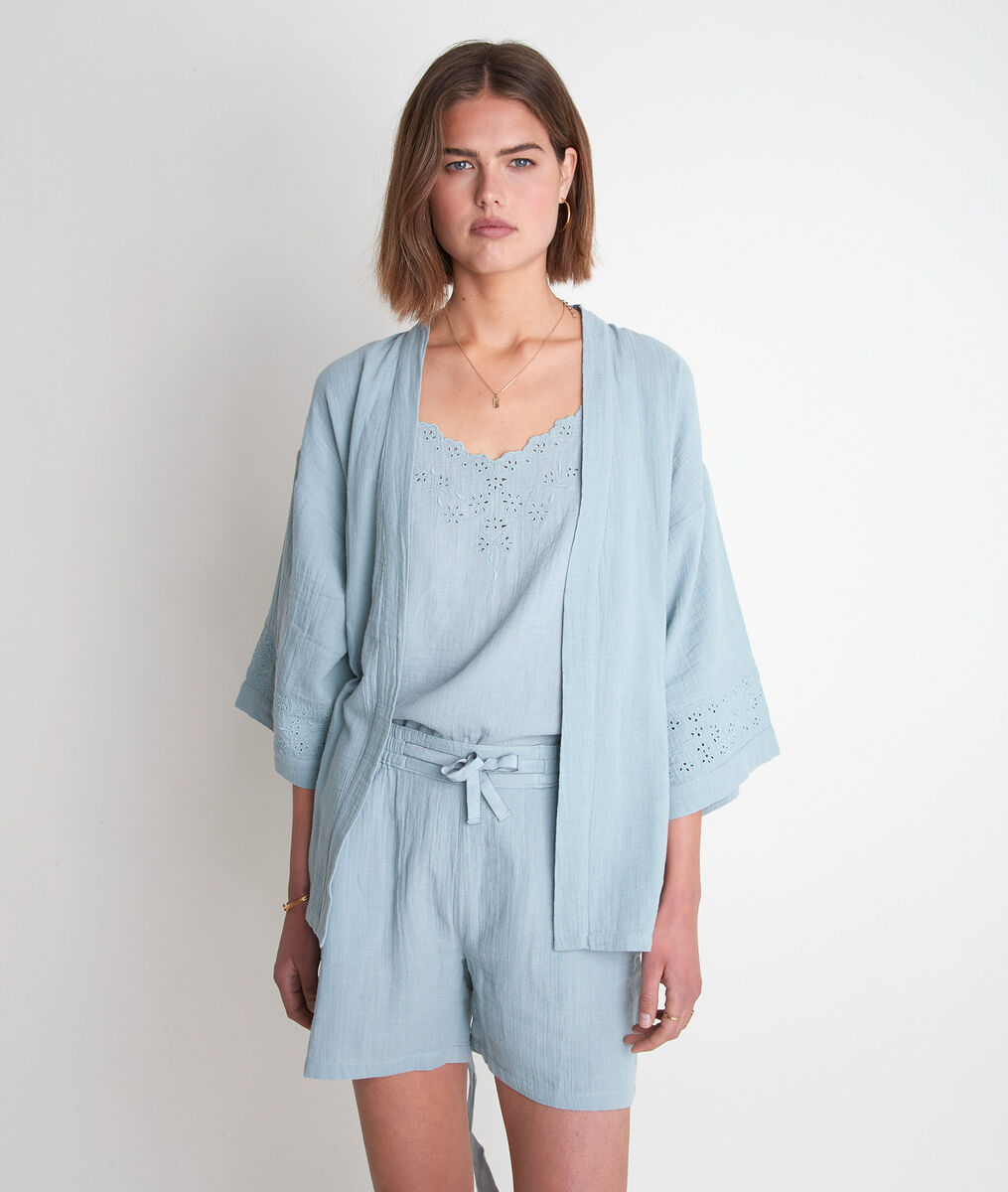 Kimono en coton céladon Tibo | 1-2-3 Kimono en coton céladon Tibo PhotoZ | 1-2-3