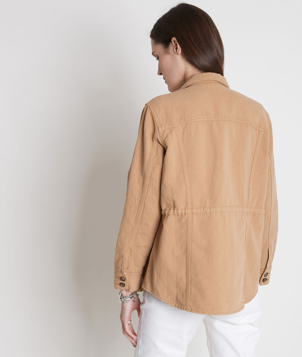 Veste de travail en lin et coton camel paolita miel.