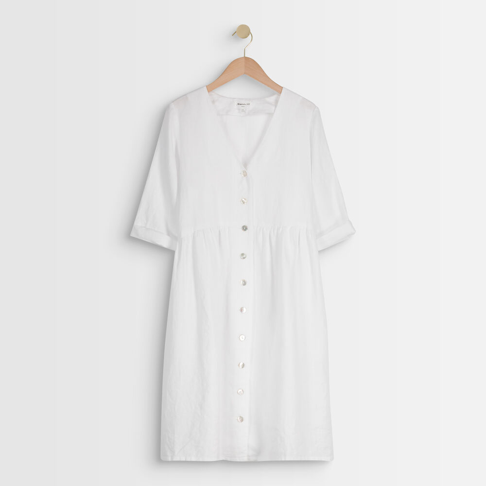 Robe en lin certifié boutonnée blanche lalou blanc.
